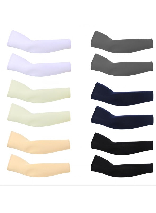 GUSGU 6 Pair Arm Sleeves UV Sun Protection Cooling Sports Sleeve Arm Cover Sleeves Tattoo Cover Up Sun Protect Sleeves Unisex for Outdoor Women and Men - Image 1