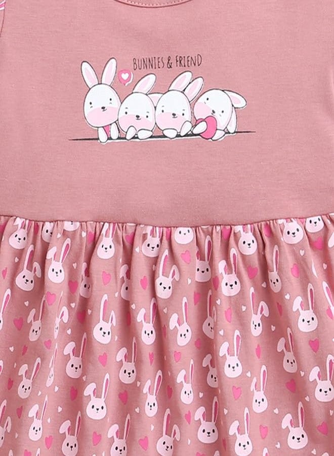 BUMZEE فستان كاجوال بكم قصير من قطن بومزي للفتيات بلون موف بطول الركبة - العمر 3-6 أشهر (Peb9569B-muv) - Image 3