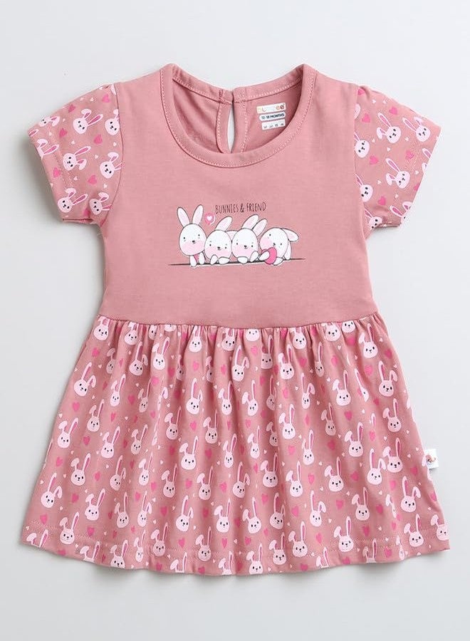 BUMZEE فستان كاجوال بكم قصير من قطن بومزي للفتيات بلون موف بطول الركبة - العمر 3-6 أشهر (Peb9569B-muv) - Image 4