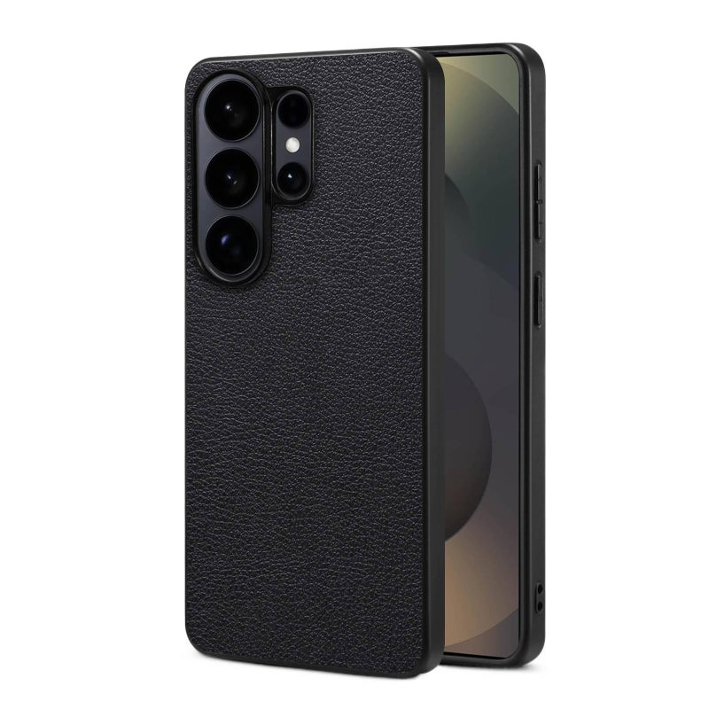 غطاء واقي بملمس باللون أسود جلد لـ Samsung Galaxy Z Fold 7 مع مقاوم للصدمات وحماية من السقوط مع مقاوم للصدمات مع ملمس جلد مع نقشة عجل صغير للمكتب للاستخدام الخارجي - Image 1