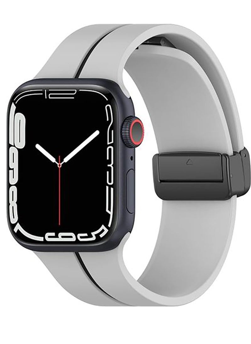 Generic - Apple Watch Band 49mm 45mm 44mm 42mm Watch Strap Band Waterproof Band With Buckle - Grey - Image 1
