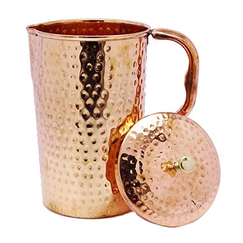 HarLen Ukal Pure Copper Handmade Hammered Tumbler Jug Pitcher and 2 Copper Tumbler Glass Set for Ayurveda Yoga health benefits 50 Ounce  - Image 3