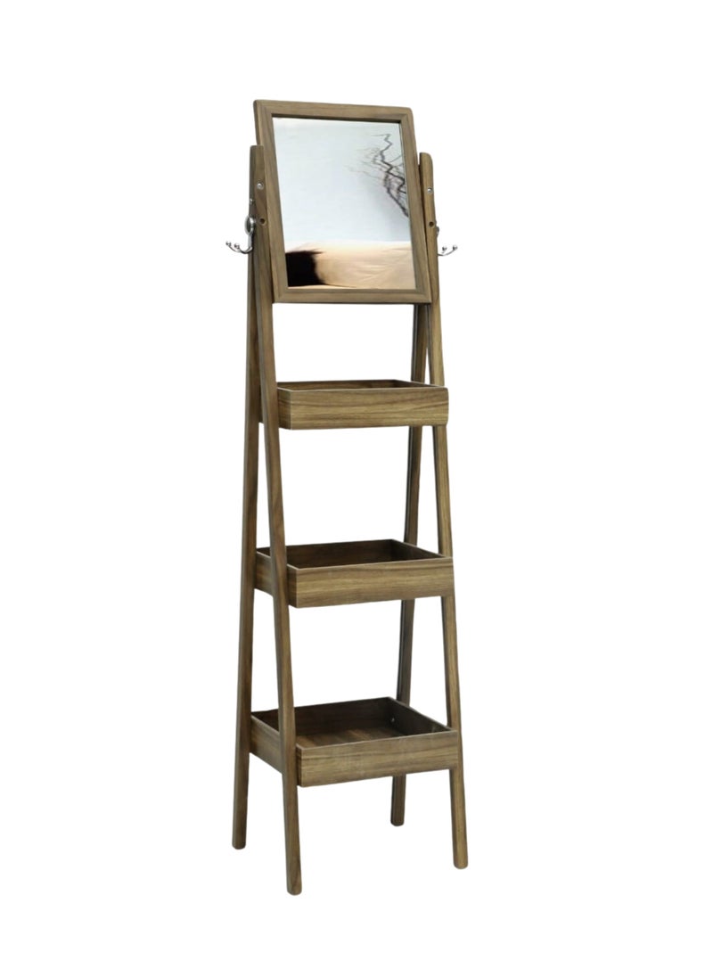 KARNAK Turkish Wooden Dressing Shelf Stand with Mirror - Walnut  - Image 1