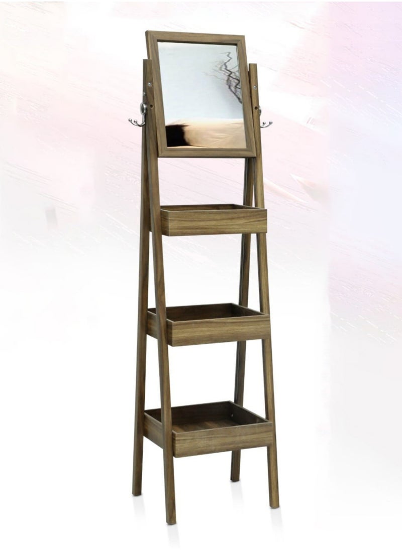 KARNAK Turkish Wooden Dressing Shelf Stand with Mirror - Walnut  - Image 3