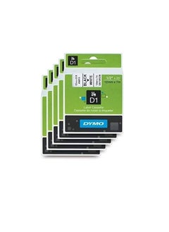 Dymo DYMO D1 5 nos Labeling 1/2"x23' Black Print on White Tape 12mm X 7M D1 Label Cassette Split Back Easy Peel Adhesive  - Image 1