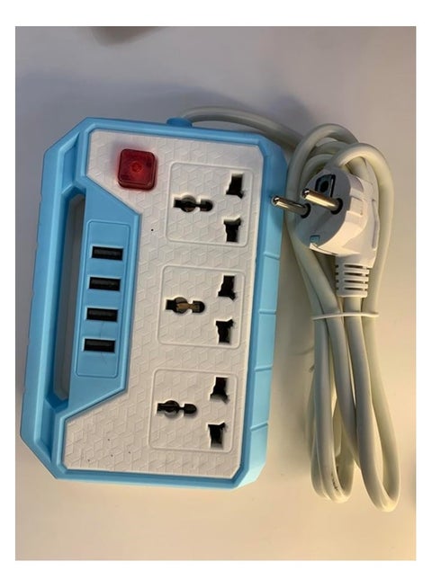 3 Way Power Extension Cord 4 USB Charging Ports 3 Universal Plugs Power Strip With 2 Meters Surge Protection Cable