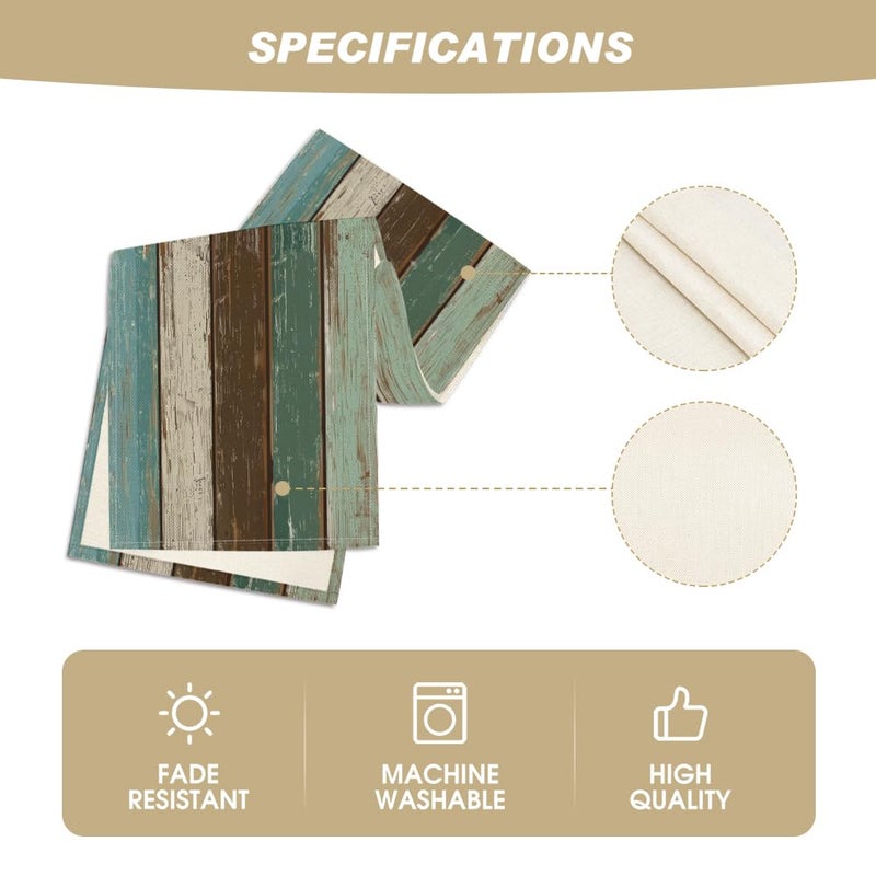 Artoid Mode Green Retro Rustic Wood Texture Table Runner, Seasonal Spring Kitchen Dining Table Decoration for Home Party Decor 13x72 Inch - Image 5