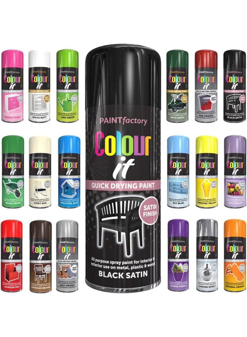 مصنع الطلاء دهان بخاخ ساتان أسود من باينت فاكتوري ٤٠٠مل - يجف بسرعة عالي الأداء، مناسب للاستخدام الداخلي والخارجي، للاستعمال على المعدن والبلاستيك والخشب. - Image 2