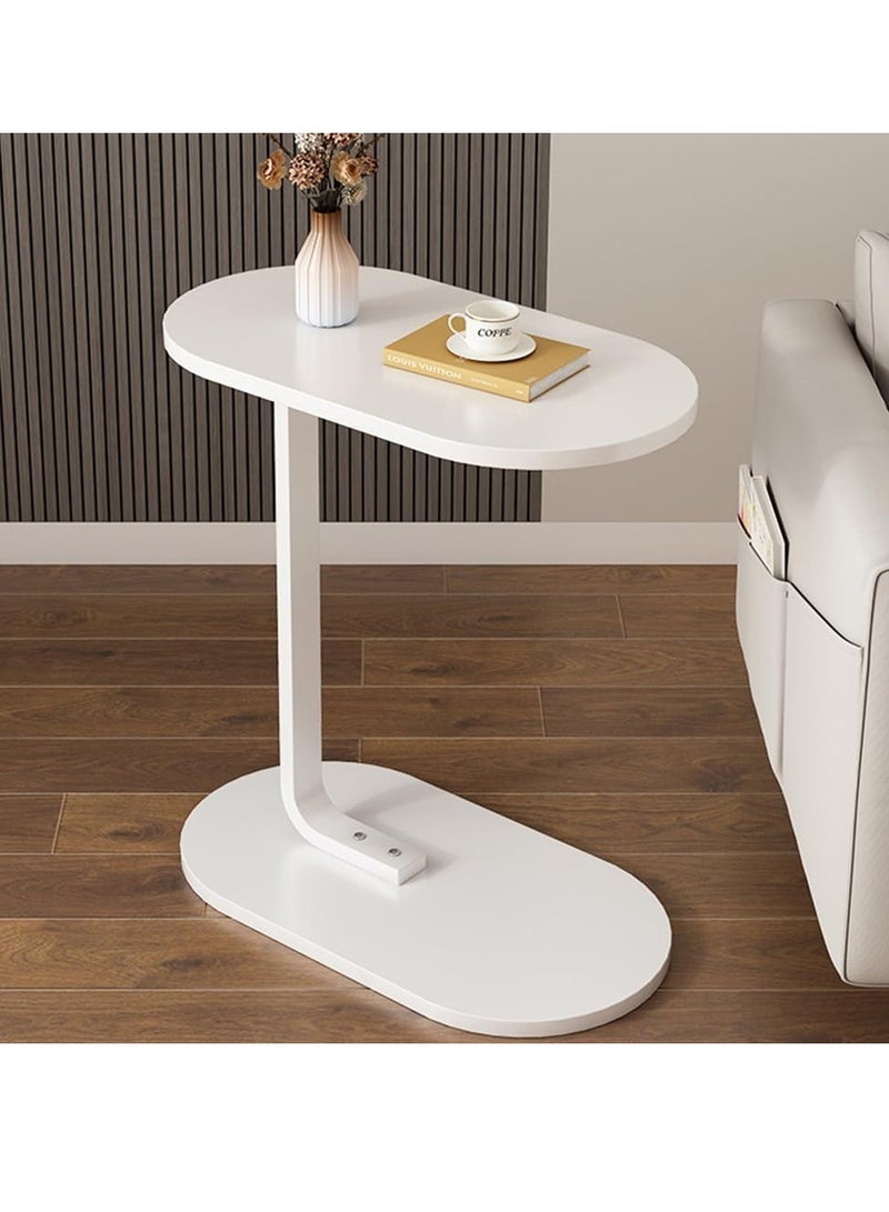 رايز طاولة جانبية بشكل حرف C المنزلية لطاولات صغيرة ، طاولة صغيرة جانب الأريكة ، طاولة قهوة مضادة للصدأ ومناسبة للماء ، طاولات نهايات لغرفة المعيشة وغرفة النوم والشرفة والمكتب (بيضاء) - Image 2