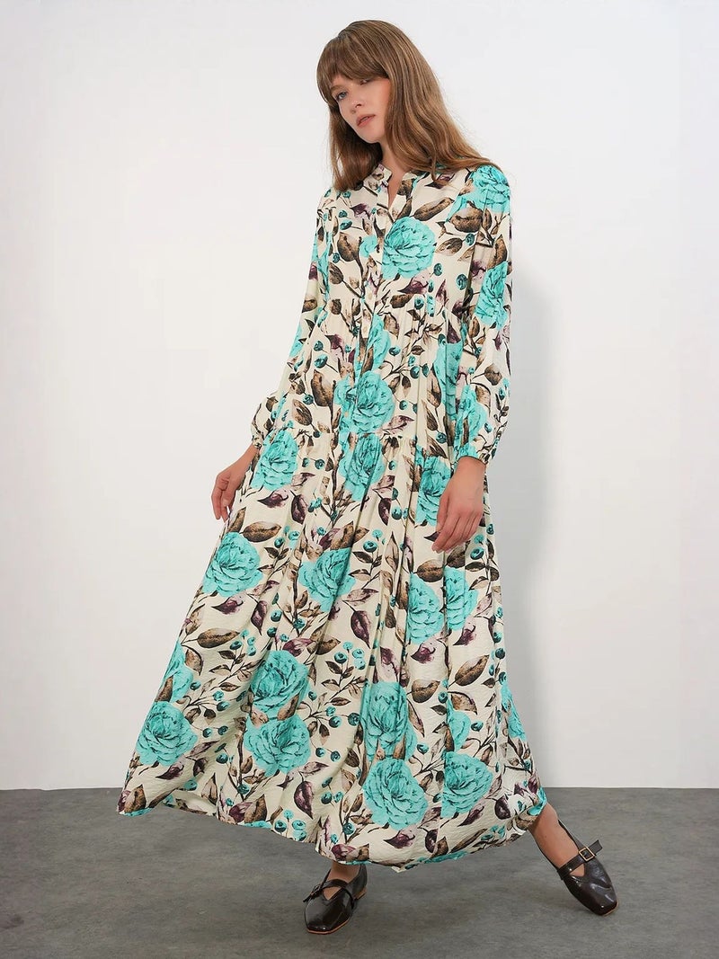 BIG DART BDART Floral Maxi Dress With Mandarin Collar - Image 4