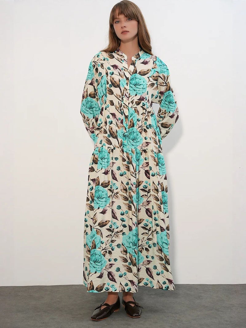 BIG DART BDART Floral Maxi Dress With Mandarin Collar - Image 2