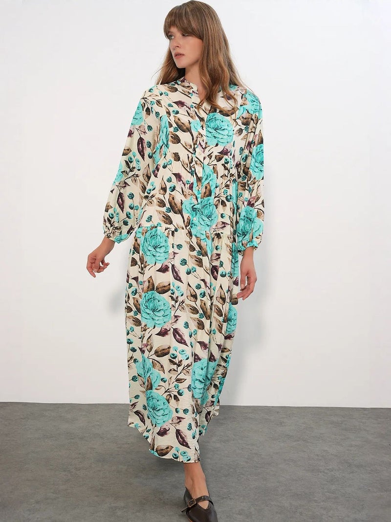 BIG DART BDART Floral Maxi Dress With Mandarin Collar - Image 3