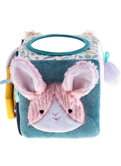 Baby Cube Ball Plush Fabric Soft Toy for Babies Textured Developmental Cubic Ball with Rattle for Newborns Infants & Sensory