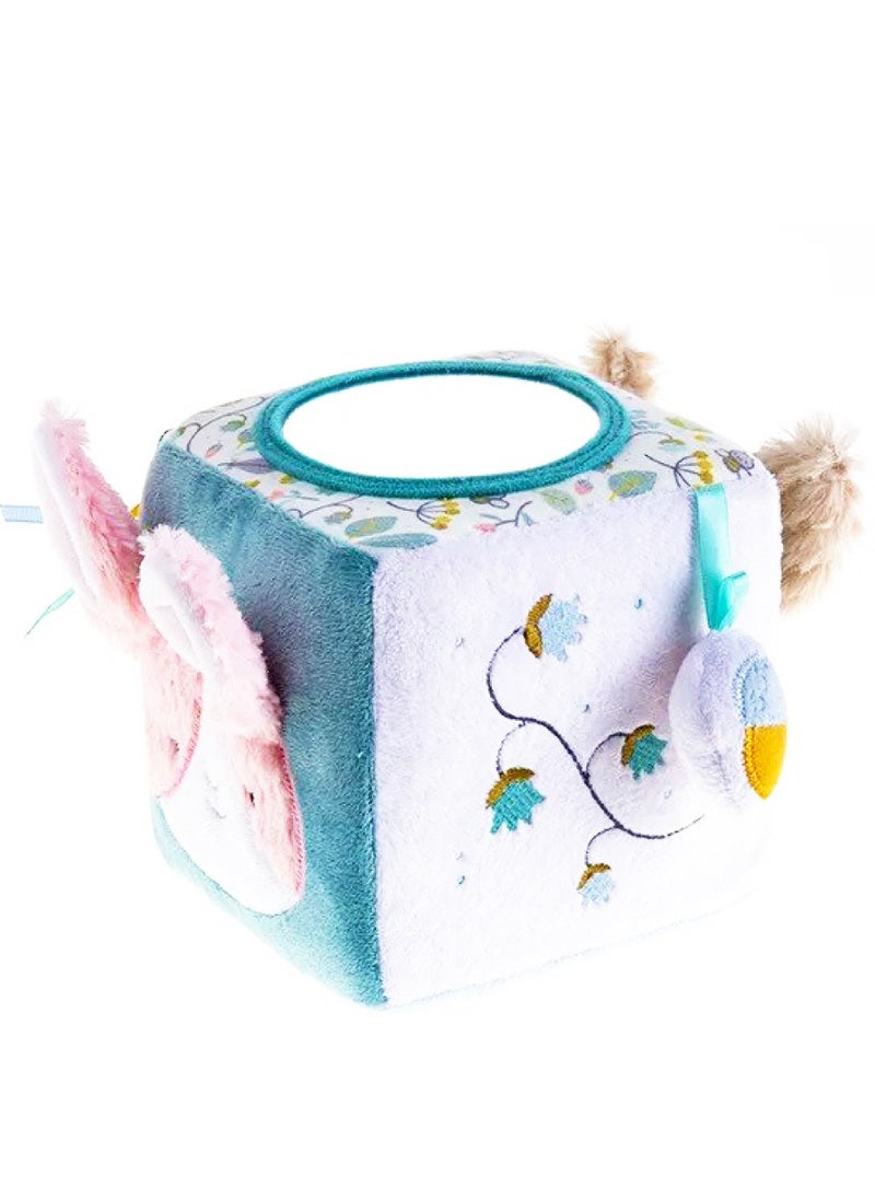 Junior Kingdom - Baby Cube Ball Plush Fabric Soft Toy for Babies Textured Developmental Cubic Ball with Rattle for Newborns Infants & Sensory - Image 1