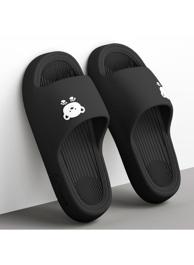 Scarecrow Strawman Couple Thick-Soled Slippers For Men And Women, Home Bathroom Shower Indoor Outdoor Wear, Black, Size 46-47 - Image 1