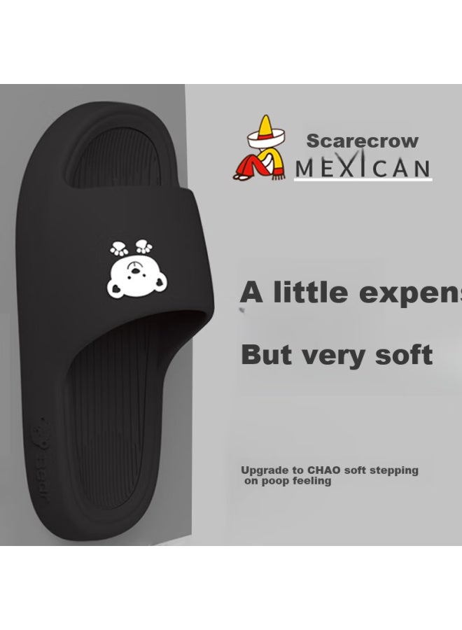 Scarecrow Strawman Couple Thick-Soled Slippers For Men And Women, Home Bathroom Shower Indoor Outdoor Wear, Black, Size 46-47 - Image 2