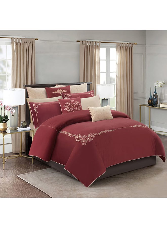 كرز لنن كرم عنابي | مفرش شتوي 11 قطعة - Image 1