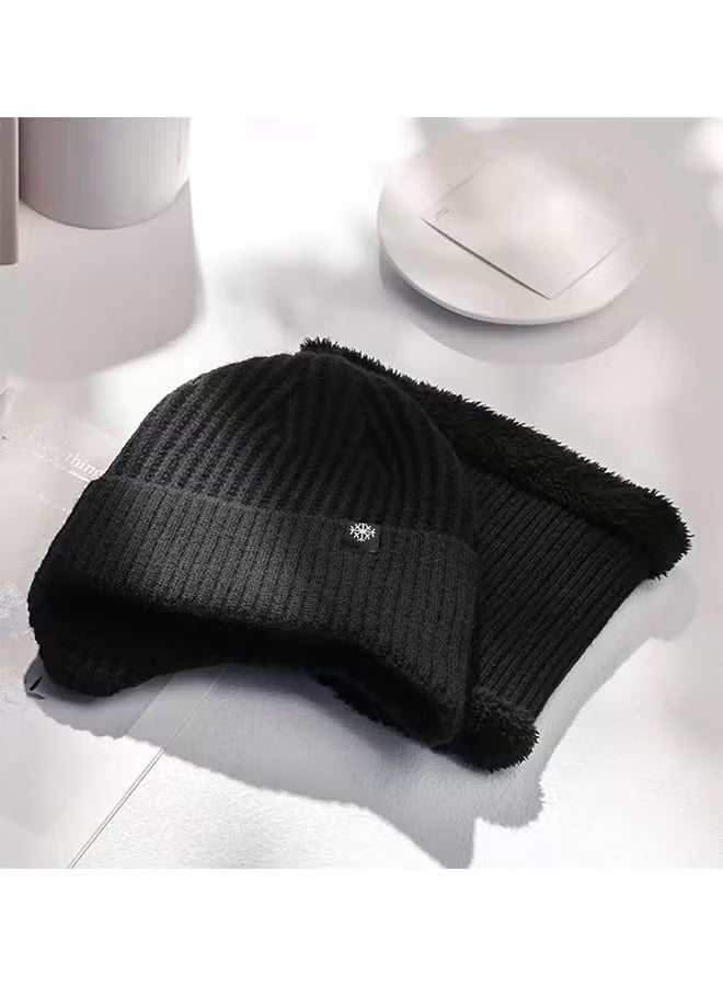 جوي فيش 2pcs الرجال الشتاء الحياكة Beanie مع الأذن رقبة دافئة مجموعة في الهواء الطلق دافئة الحرارية الحياكة قبعة مع الصوف مغطاة قبعة الجمجمة للنساء - Image 3