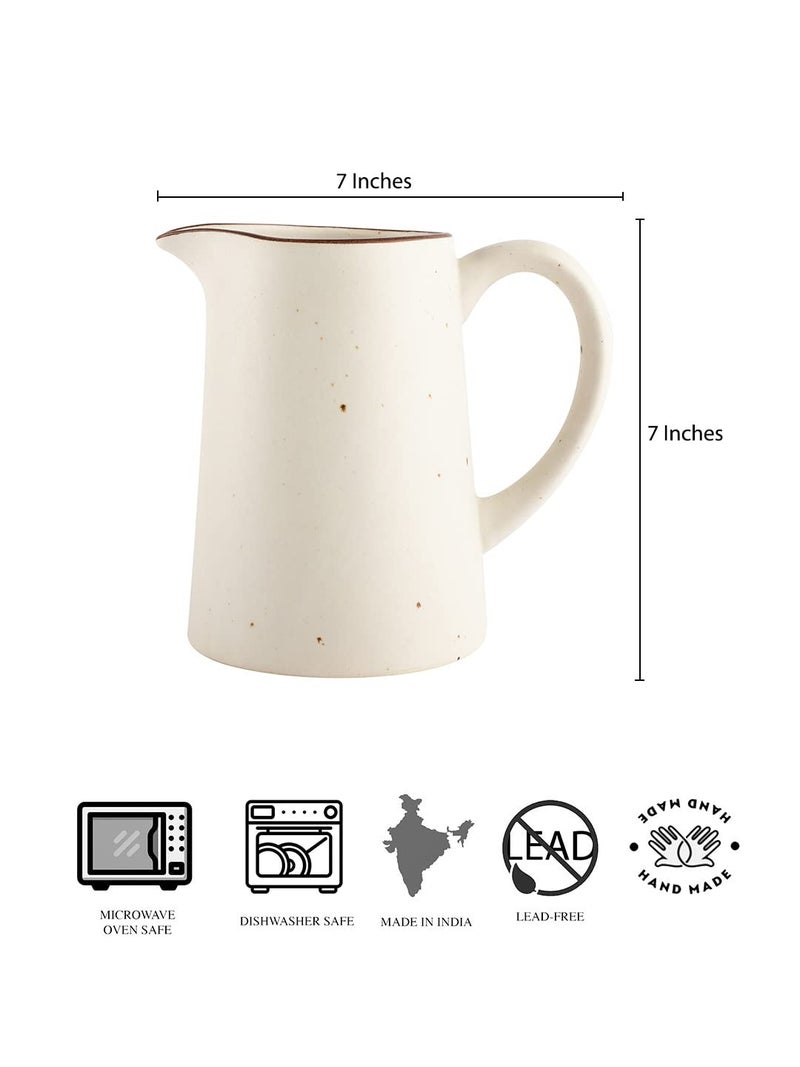 MIAH Decor The Bhumi Collection Ceramic Handmade Stoneware Water Jug/Pitcher with Handle (Matte Finish/Beige/ 7"x4"x7"/1500 ml/Dishwasher & Microwave Safe) MD-676 - Image 5