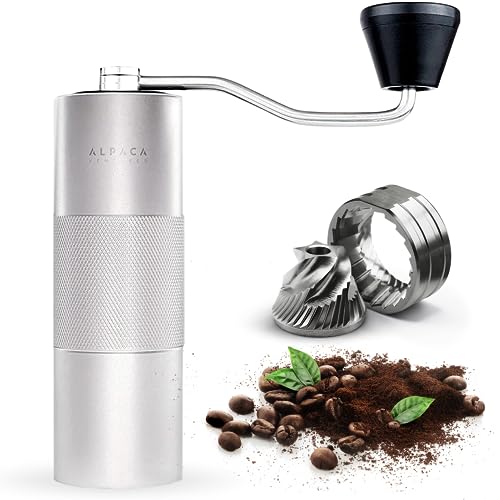 ALPACA VENTURES Manual Coffee Grinder by Alpaca Ventures  Stainless Steel Conical Burr Coffee Grinder Manual with Adjustable Setting Double Bearing Hand Espresso Grinder Perfect for Home Office and Camping 