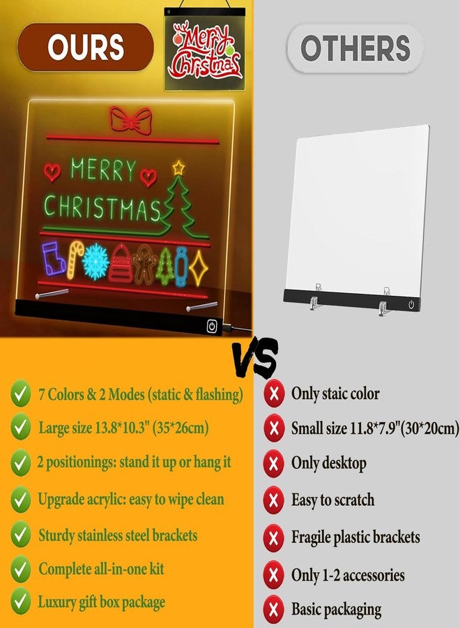 Vamotto 16" LED Note Board with Light, Vamotto Acrylic Dry Erase Boards with Stand & Hanging Kit, Glow Drawing Board for Kids Adults, Desktop or Wall Mount Message Board for Home Office Christmas Decor - Image 4