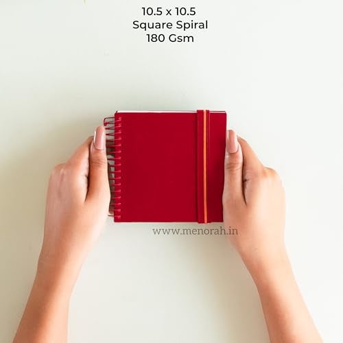 MENORAH - Artist Sketchbook - Square- 180gsm - Size (10.5 x 10.5 cm) Pack of 2 - Small Travel Size Sketch Book- 100 Pages/50 Sheets - Hard Metal Spiral Bound - Art Book (RED) - Image 2