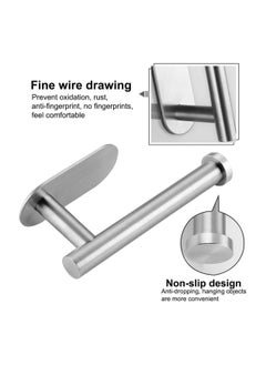RATSAW Toilet Paper Roll Holder Self Adhesive Paper Holder Stainless Steel Wall Mount Towel Holder Hanger with Sticky Back for Bathroom Kitchen 16cm Silver  - Image 3