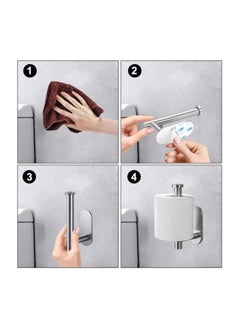 RATSAW Toilet Paper Roll Holder Self Adhesive Paper Holder Stainless Steel Wall Mount Towel Holder Hanger with Sticky Back for Bathroom Kitchen 16cm Silver  - Image 5
