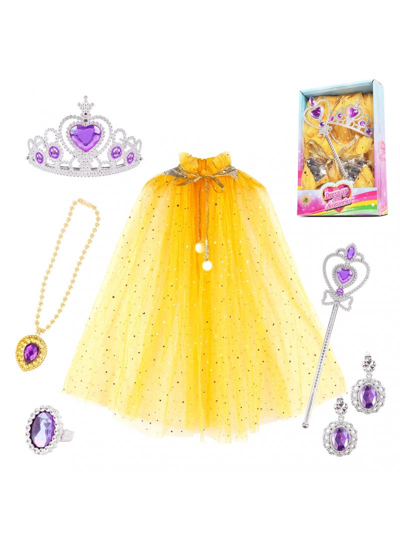 Girl's Toy Cloak Magic Stick Crown Princess Cosplay Role Playing Children's Ring Set - Image 5