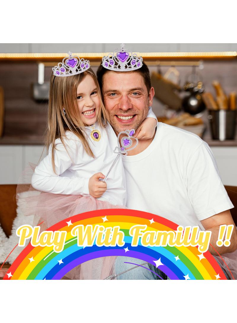 Girl's Toy Cloak Magic Stick Crown Princess Cosplay Role Playing Children's Ring Set - Image 3