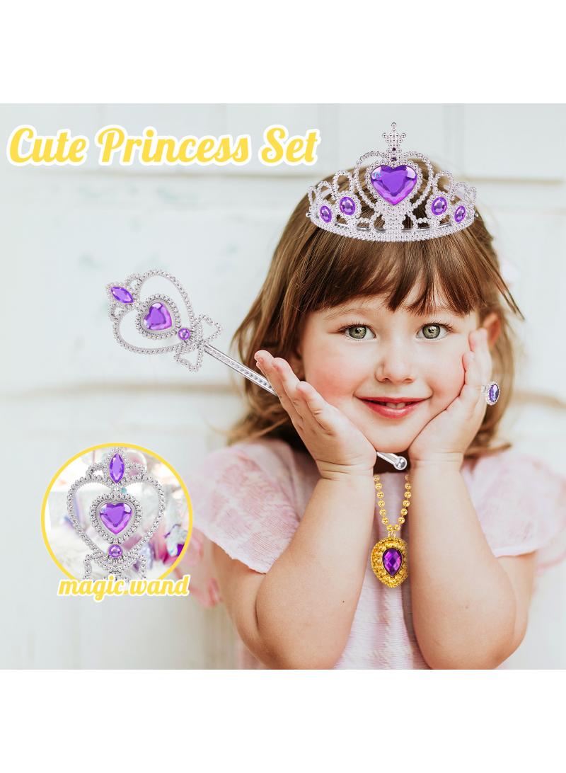 Girl's Toy Cloak Magic Stick Crown Princess Cosplay Role Playing Children's Ring Set - Image 2