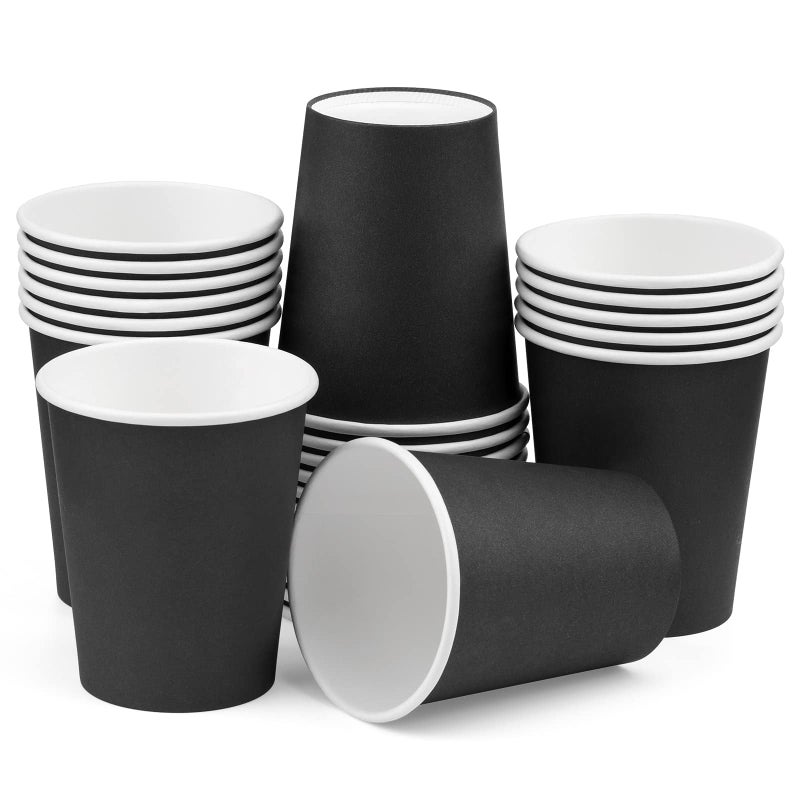 Nitlak 25 Pack 8 oz Black Disposable Paper Coffee Cups Hot Cup Coffee Cups Paper Tea Cup Party Beverage Cups HotCold Beverage Drinking Cup for Office Party Restaurant Home