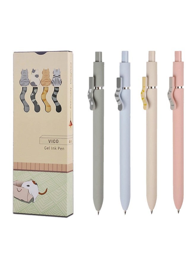 Vico Cat Gel Pens, 4 Pcs Cute Cat Kawaii Gel Pens, 0.5Mm Quick Dry Black Ink Pens Fine Point Smooth Writing Pens, Aesthetic Pens, Cute Pens For Women & School Supplies, Kawaii Stationery For Cat Lovers - Image 1