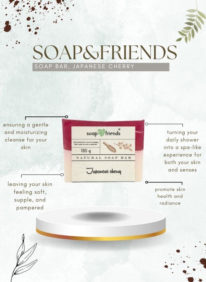 الصابون والأصدقاء صابون الكرز الياباني | صابون الكرز ١٣٠ غرام لتنظيف يومي مرطب ولطيف على البشرة من Soap&Friends - Image 4