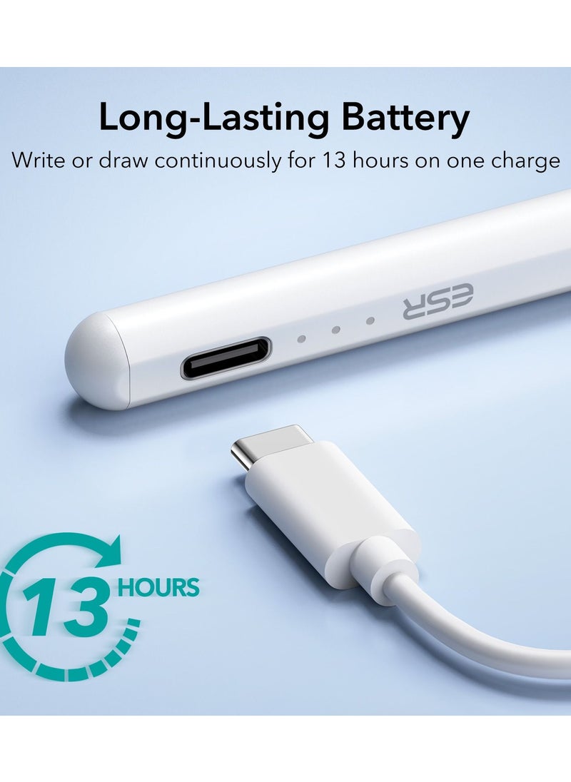 اي اس ار قلم ESR Stylus لجهاز iPad مع حساسية الميل، قلم iPad Stylus لجهاز Apple iPad 9/8/7/6، iPad Pro 11، iPad Pro 12.9، iPad Mini 6/5، وiPad Air 5/4/3، مع خاصية رفض راحة اليد، وملحق مغناطيسي، باللون الأبيض  - Image 4