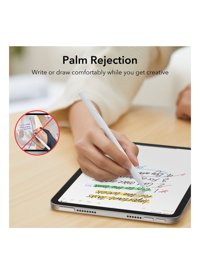 اي اس ار قلم ESR Stylus لجهاز iPad مع حساسية الميل، قلم iPad Stylus لجهاز Apple iPad 9/8/7/6، iPad Pro 11، iPad Pro 12.9، iPad Mini 6/5، وiPad Air 5/4/3، مع خاصية رفض راحة اليد، وملحق مغناطيسي، باللون الأبيض  - Image 5
