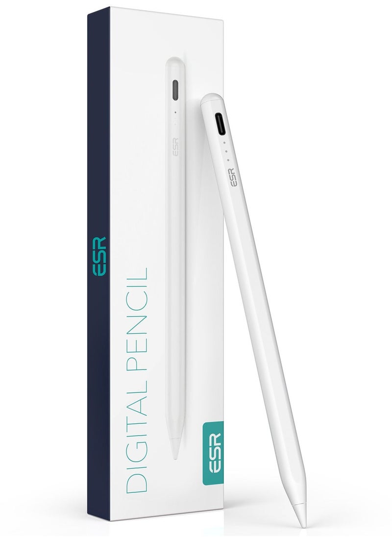 اي اس ار قلم ESR Stylus لجهاز iPad مع حساسية الميل، قلم iPad Stylus لجهاز Apple iPad 9/8/7/6، iPad Pro 11، iPad Pro 12.9، iPad Mini 6/5، وiPad Air 5/4/3، مع خاصية رفض راحة اليد، وملحق مغناطيسي، باللون الأبيض  - Image 2