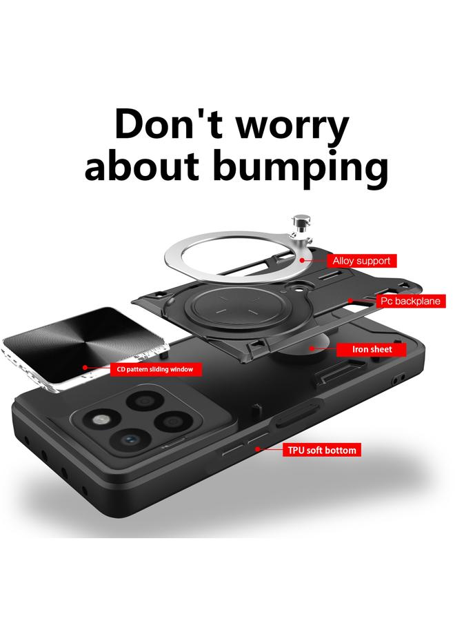 S-TOP Case For Honor X8 5G / X6 4G CD Texture Sliding Camshield Magnetic Holder Phone Case - Image 3