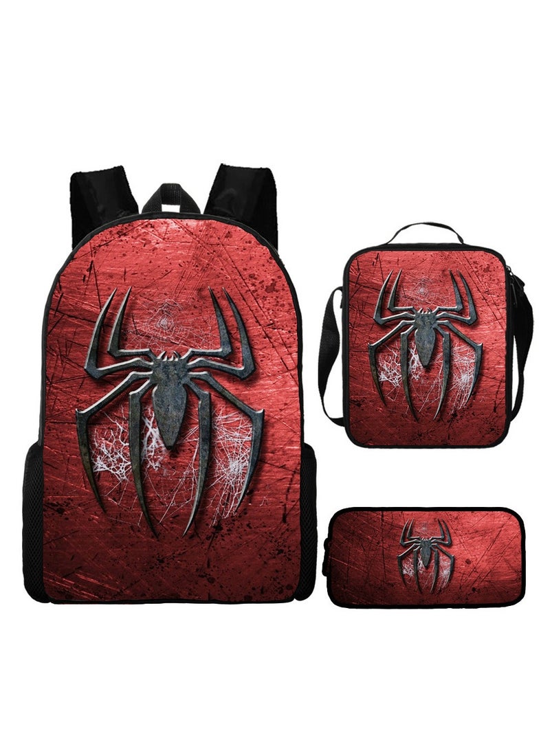 Spider-Man Spiderman Three-Piece Cartoon Backpack For Primary School Students 29*42*16cm 