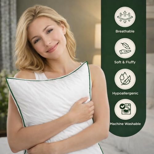 Nestro Premium Set of 2 Sleeping Pillow, Virgin Fiber Filled, 16x24 inch Size, Pure Cotton Fabric - Image 5