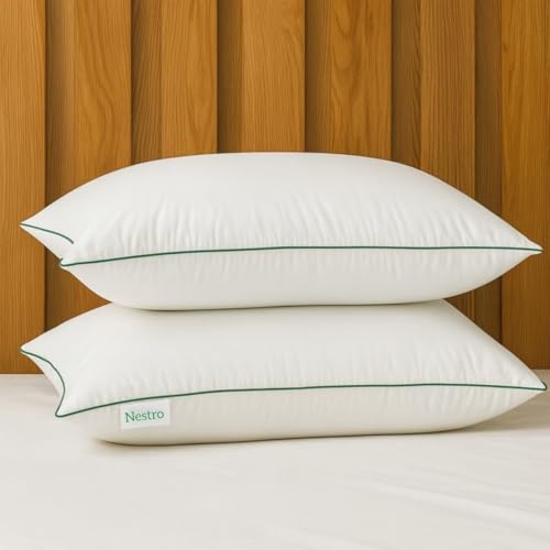 Nestro Premium Set of 2 Sleeping Pillow, Virgin Fiber Filled, 16x24 inch Size, Pure Cotton Fabric - Image 1