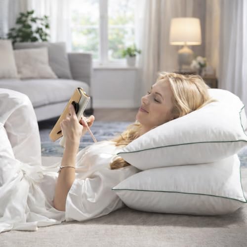 Nestro Premium Set of 2 Sleeping Pillow, Virgin Fiber Filled, 16x24 inch Size, Pure Cotton Fabric - Image 4