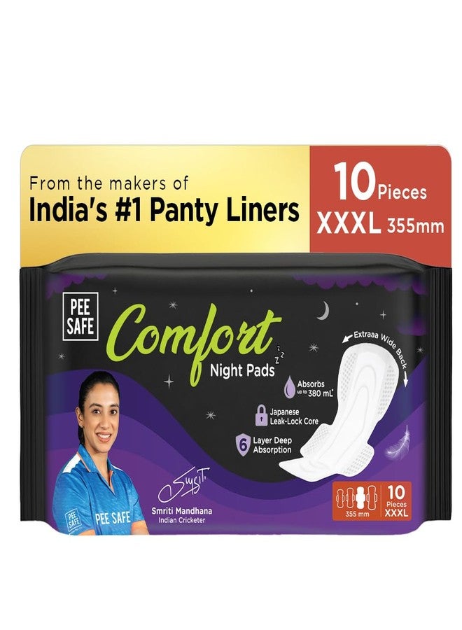 PEESAFE Pee Safe Comfort All Night Pads | 10 Pads 3 XL - 355mm | Extra Wide Back with Dual Wings | 6 Layer Deep Absorption | Japanese Leak-Lock Technology | Overnight Leak Free Protection | Extra Long - Image 1