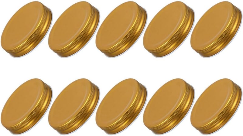 Healifty 10pcs 86mm Gold Mason Jar Lids, Reusable Iron Canning Covers with Sealing Function, Convenient Wide Mouth Replacement Lids for Home Canning and Storage - Image 1