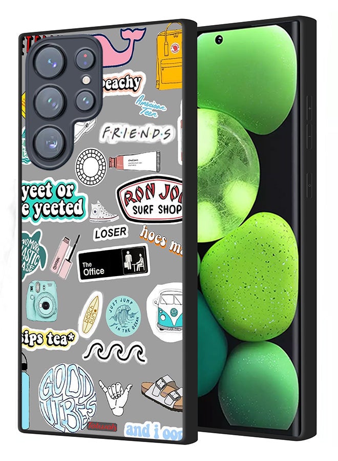 Tolwak Samsung Galaxy S22 Ultra 5G Protective Case Cover Good Vibes Stickers - Image 1