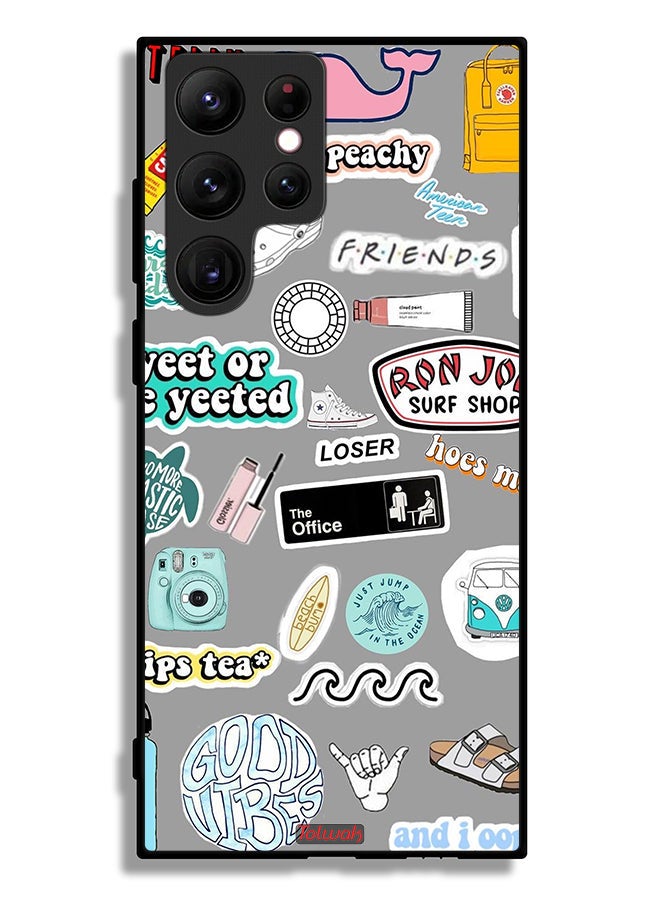Tolwak Samsung Galaxy S22 Ultra 5G Protective Case Cover Good Vibes Stickers - Image 3