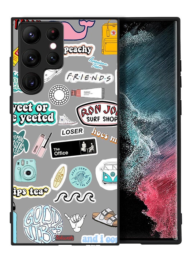 Tolwak Samsung Galaxy S22 Ultra 5G Protective Case Cover Good Vibes Stickers - Image 2