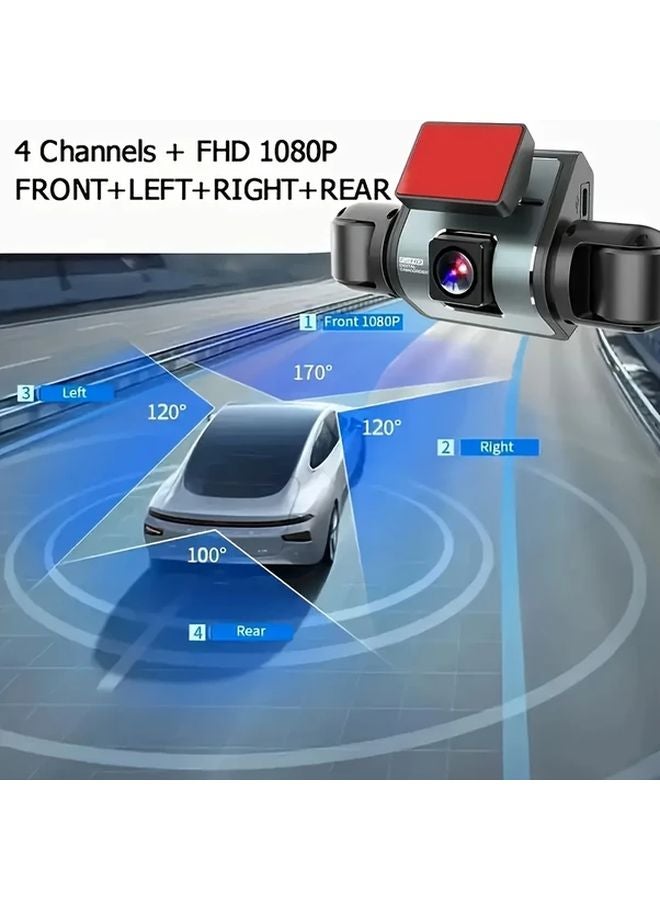4 Channel Dash Cam With 32G Memory Card Front Rear Side Cameras 1080P Night Vision - Image 2