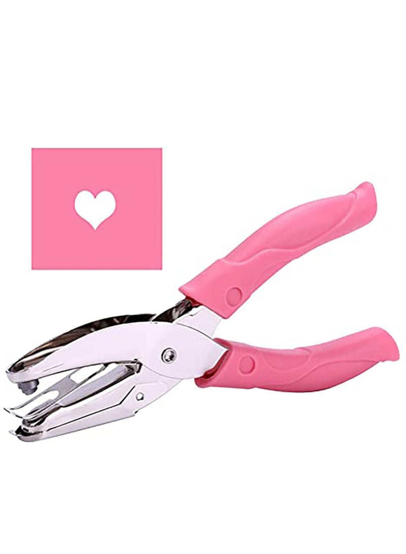 Zikra Punch Small Mini Tiny Heart Shaped Hole Paper Punch Puncher with Pink Soft Handheld Grip for DIY Craft Paper Tags Clothing Ticket Scrapbook Tool - Image 1
