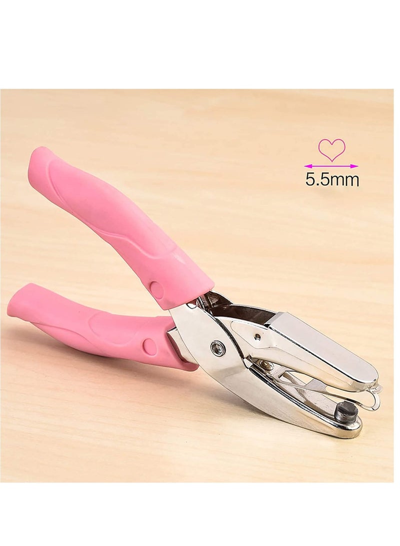 Zikra Punch Small Mini Tiny Heart Shaped Hole Paper Punch Puncher with Pink Soft Handheld Grip for DIY Craft Paper Tags Clothing Ticket Scrapbook Tool - Image 3